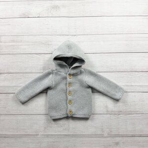 Little Planet by Carter’s Baby Hooded Cardigan Gray Knit Sweater 12 Months